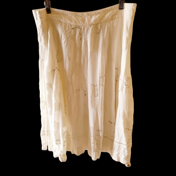 Soft Surroundings Lace Trimmed Flowy Summer Skirt White Size Large Petite - Picture 3 of 7